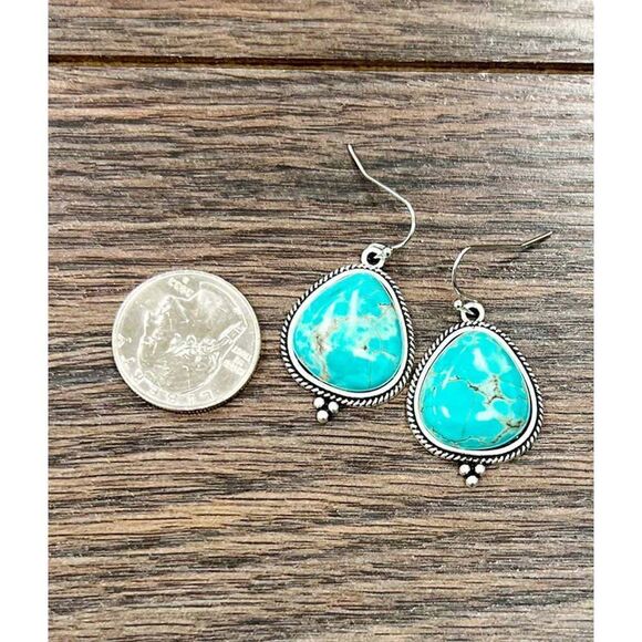 Turquoise Earrings - Elegant Natural Stone Design, Boho Navajo , Ships in Gift - Picture 7 of 8